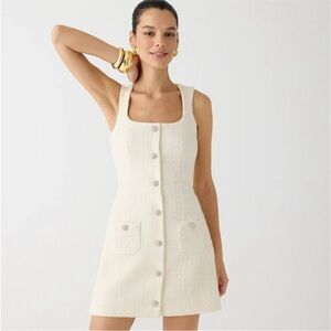 J.Crew Sophia sleeveless mini in natural tweed jewel button dress (size 8)